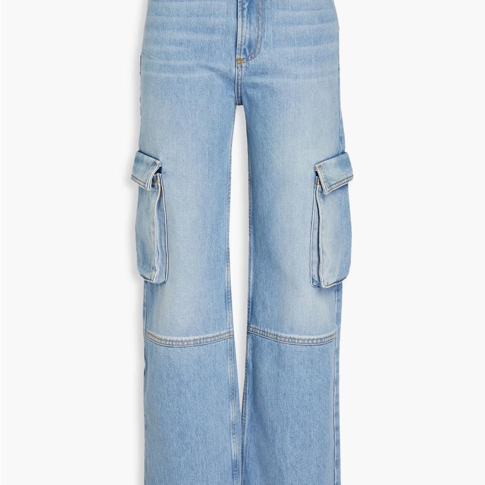 Sandro Light Blue Flare Cargo Jeans